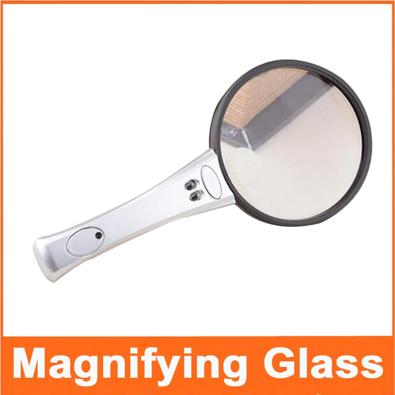 New 10X 20X LED Illuminated Hand Held Elderly People Reading Repair Magnifier Magnifying Glass with 2pcs LED Lamps