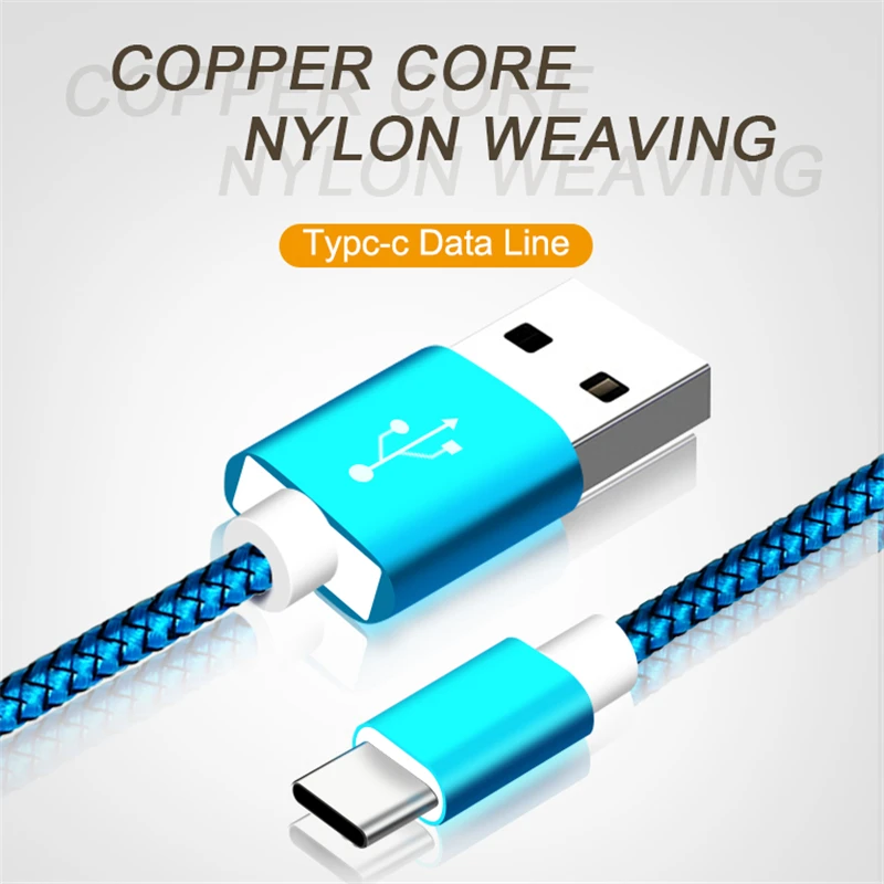 USB Type C Cable 1m 2m Long For Huawei P20 Lite Samsung Galaxy Note 8 9 A3 A5 A7 2017 S8 S10 USB-C USBC Charger Cord Data Cable