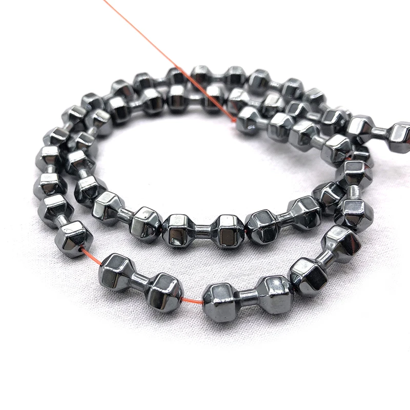 Natural black hematite stone fashion loose beads Dumbbell shape diy jewelry Bracelet woman Man Lovers Fashion personality trend