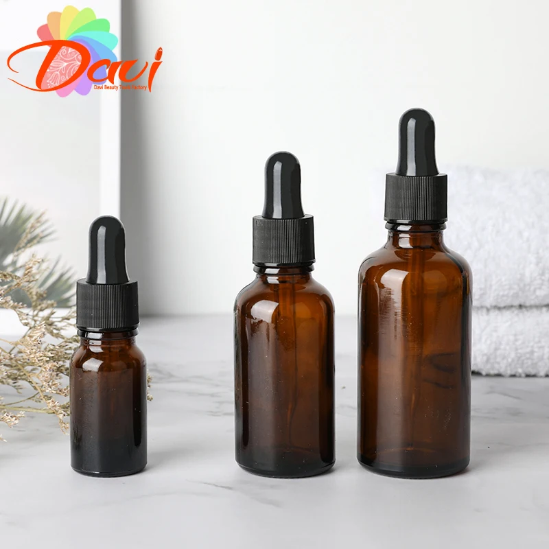 Empty Dropper Bottle Amber essential oil Glass Aromatherapy Liquid Brown 5-50ml Drop for massage Pipette Bottles Refillable