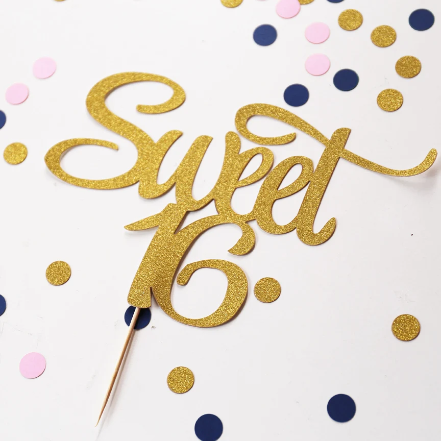 Sweet 16 Cake Topper, Happy Sweet 16, Birthday Cake Topper, Sweet Sixteen, 16th Birthday Party, Sweet 16 Party Decorations image 2