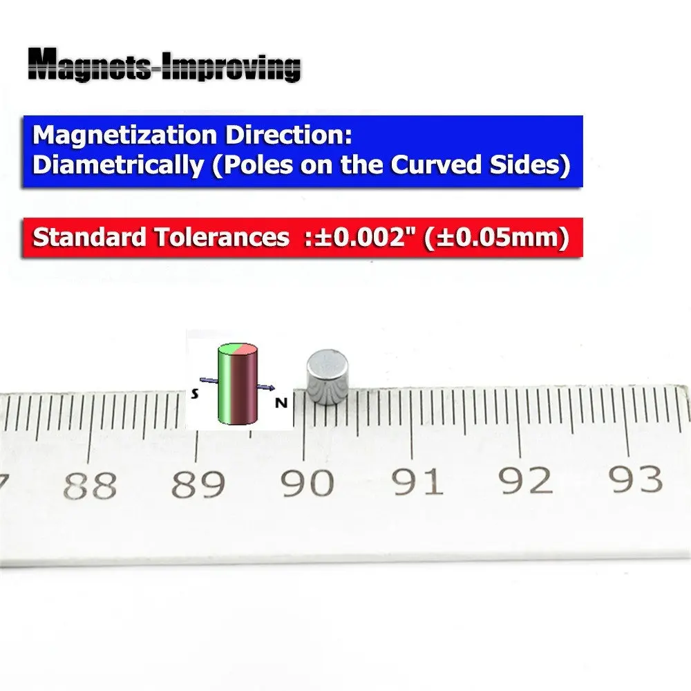 100pcs Neodymium Magnets Diametrically Magnetized Dia.4x4 mm 0.157'' Round Cylinder Micro Disc Precision Mini Stick +/-0.05mm