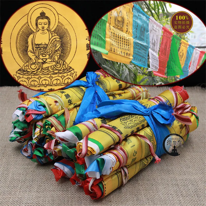 Tibetan Buddhist prayer flags Chinese Style Amitabha Decorative Flag 29cm Total Length 5 Metrs Clear Pattern Free Ship