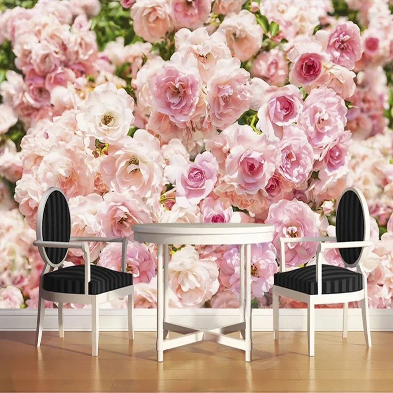 

Custom 3D Photo Wallpaper For Bedroom Walls Pink Romantic Flowers Mural Modern Living Room Background Decoration Wall Painting