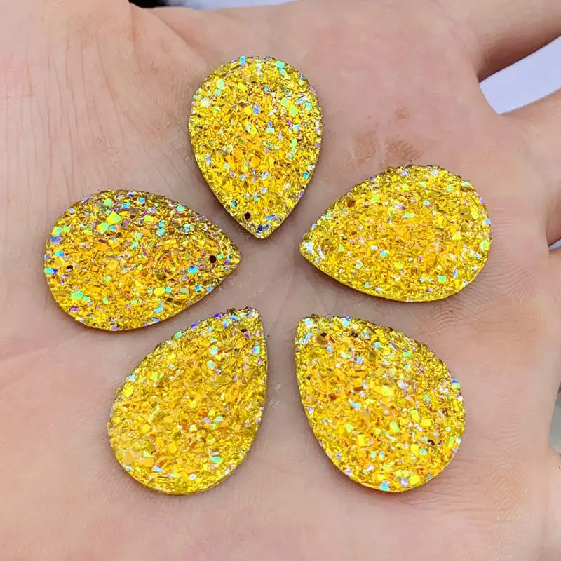 High Quality water Drop shape Crystal ore 2 hole  Sew Rhinestones Flat Back Crystals for Wedding decorate 15pcs 18*25mm -E56