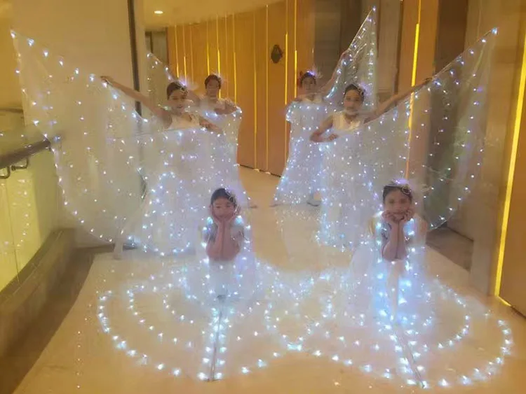 woman ballet butterfly dress with wings children\'s ballet skirt adult ballet dance cloak glow LED luminous dance costume