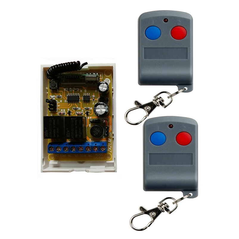 DC 12V  24V  10A  2CH RF Wireless Remote Control   1*Receiver  &  2*Transmitter   learning button