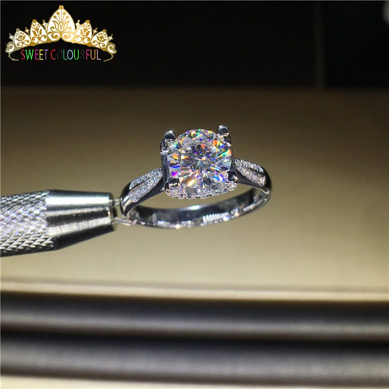 

100% 18K 750Au Gold Moissanite Diamond Ring D color VVS With national certificate MO-00111