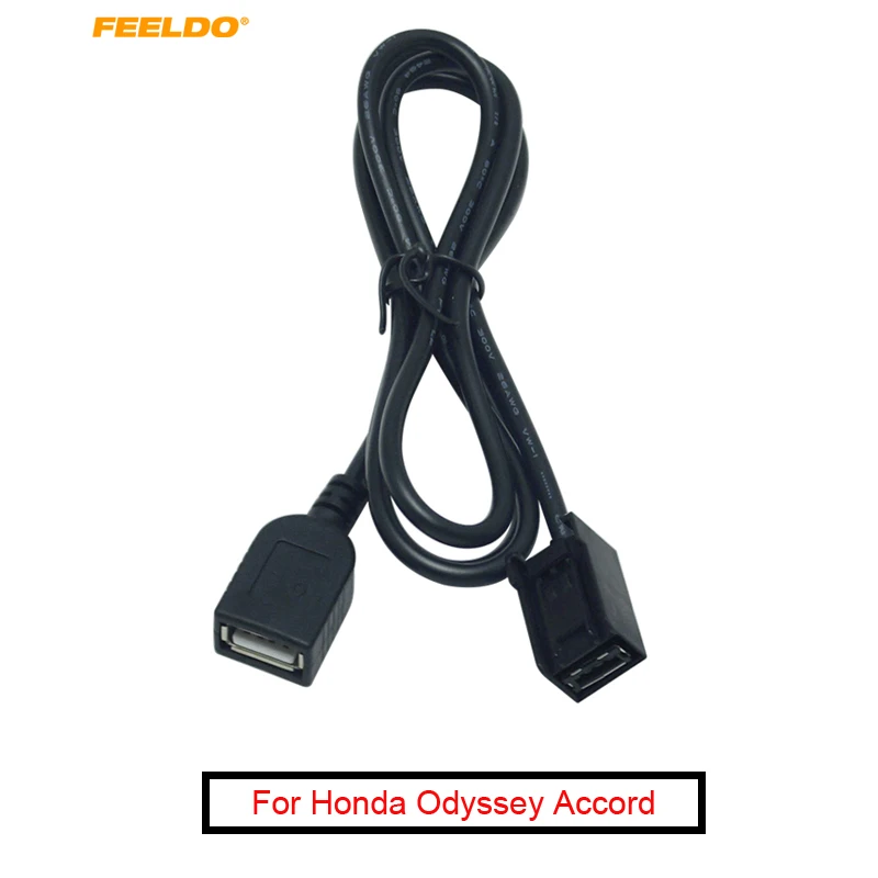 FEELDO 1PC Car AUX USB Cable Adapter Plug Female Port Extension Wire For Mitsubishi Lancer Honda Civic/Accord/Odyssey