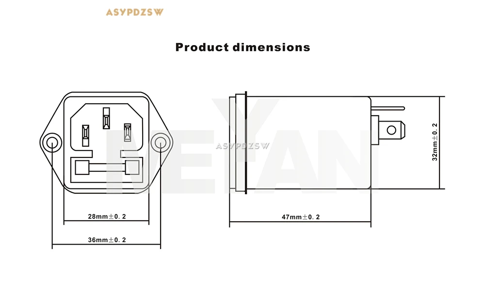 CW2A-10A-T EMI Power filter Single phase socket with Insurance box AC 115V/250V Filter Purifier
