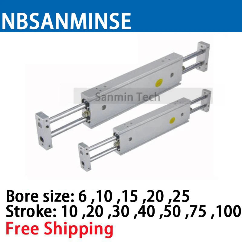 Cxsw 6 10 15 20 25mm Dual Rod Double Rod Cylinder Pneumatic Compressed Air Parts Automation Cylinder Nbsanminse