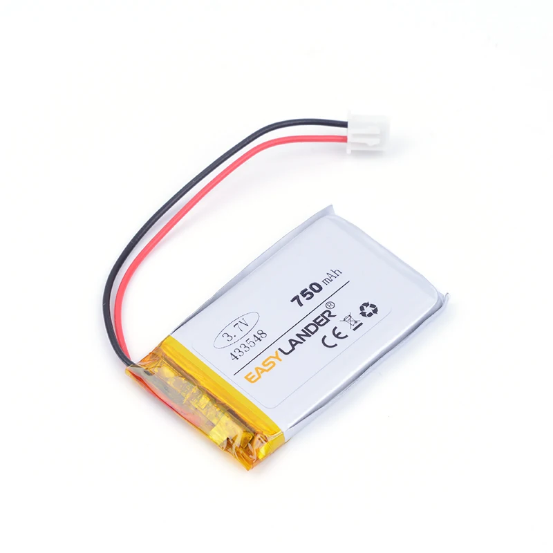 XHR-2P 충전식 리튬 이온 폴리머 배터리, 750mAh, 3.7V, 433548 2.54