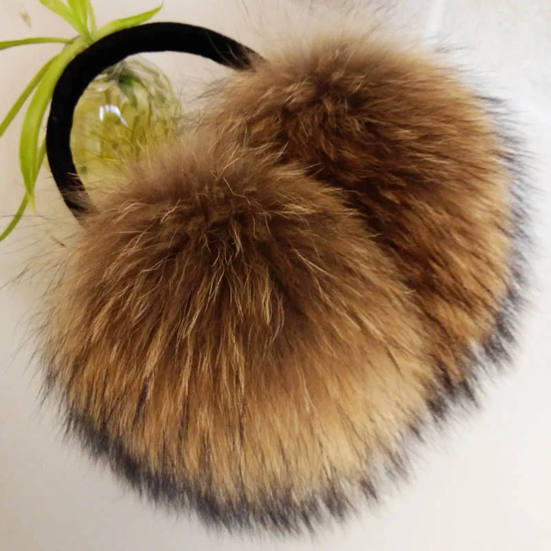 2020 new FXFURS Oversized really big raccoon fur earmuffs Korean real fur earmuffs lovely personality plush fur  ear cover  warm