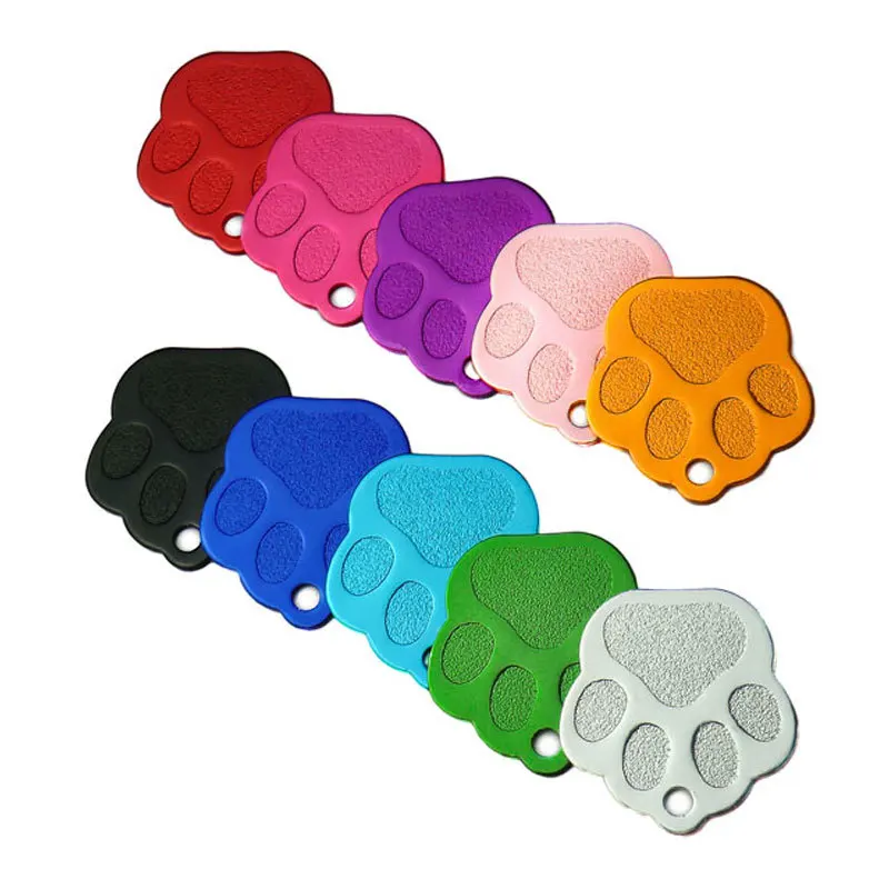 20pcs Paw Shape 2 Sides Tag pet dogs and cats ID Cat Puppy Name Phone No. of Pet accessories aluminum products decor ID Tags