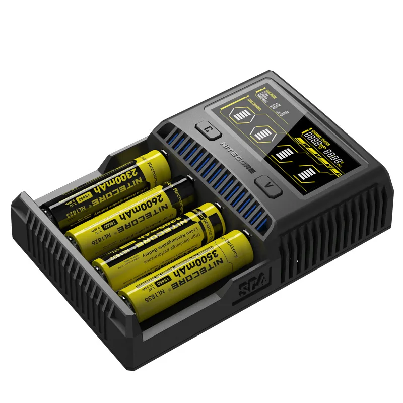 شاحن NITECORE SC4 SC2 ذكي أسرع الشحن شاحن سوبر 4 فتحات 6A إجمالي الإخراج لبطارية IMR 18650 14450 16340 AA