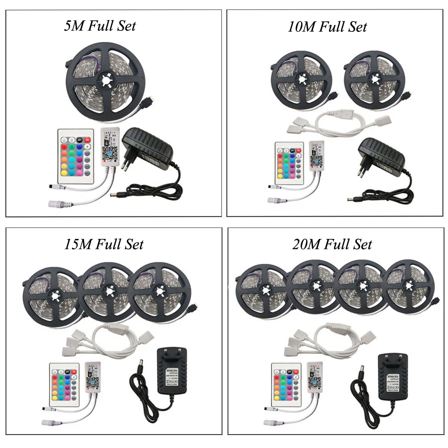 WIFI RGB LED Strip Light SMD 2835 15M 20M RGB tape DC12V Waterproof RGB ribbon diode 5M 10M led Flexible and WIFI Controller images - 6