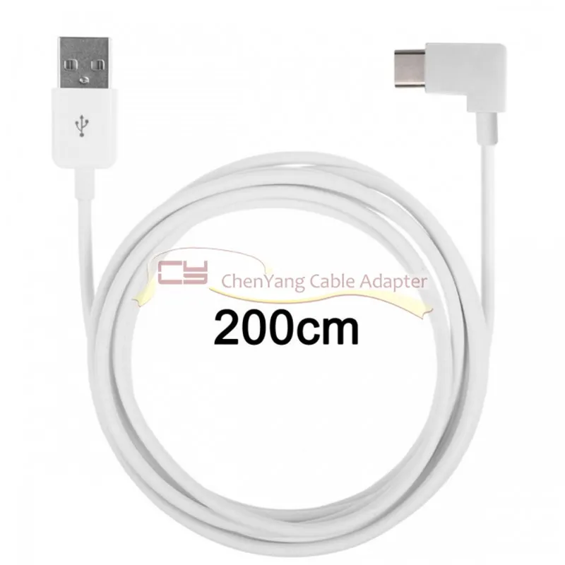 1M Kątowy kabel USB-C USB-C do USB 2.0 Złącze 90 stopni do tabletów i telefonów Kolor biały 20 cm 100 cm 200