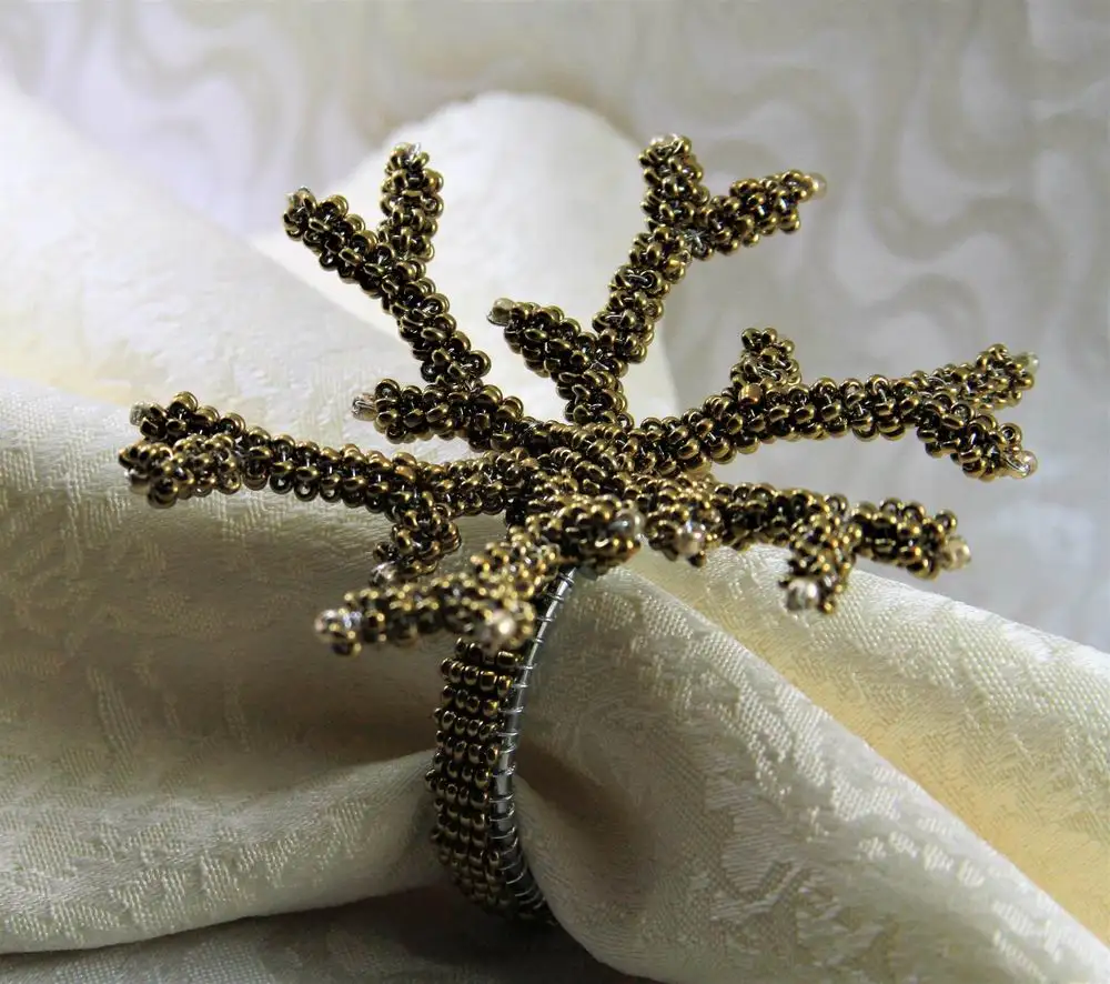 free shipping wholesale coral napkin ring old gold color,qn17072603  bulk napkin holder