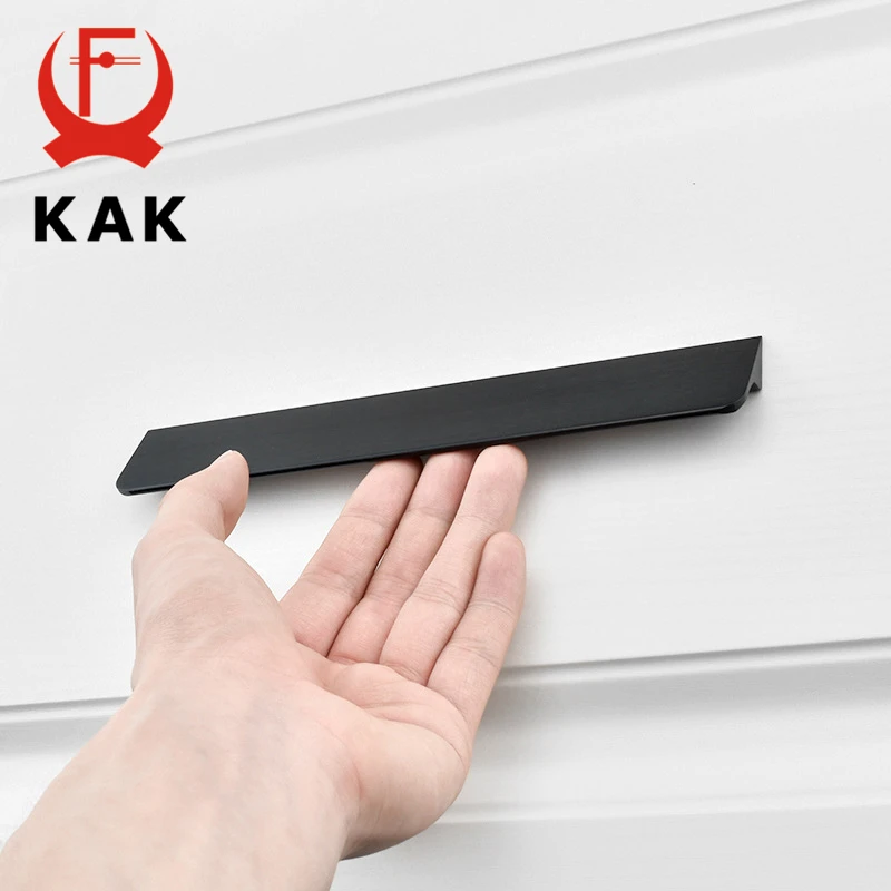 Kak-アルミニウム合金のドアと引き出しのハンドル,ドアと家具のノブの形をした食器棚のアクセサリー,黒,銀,金