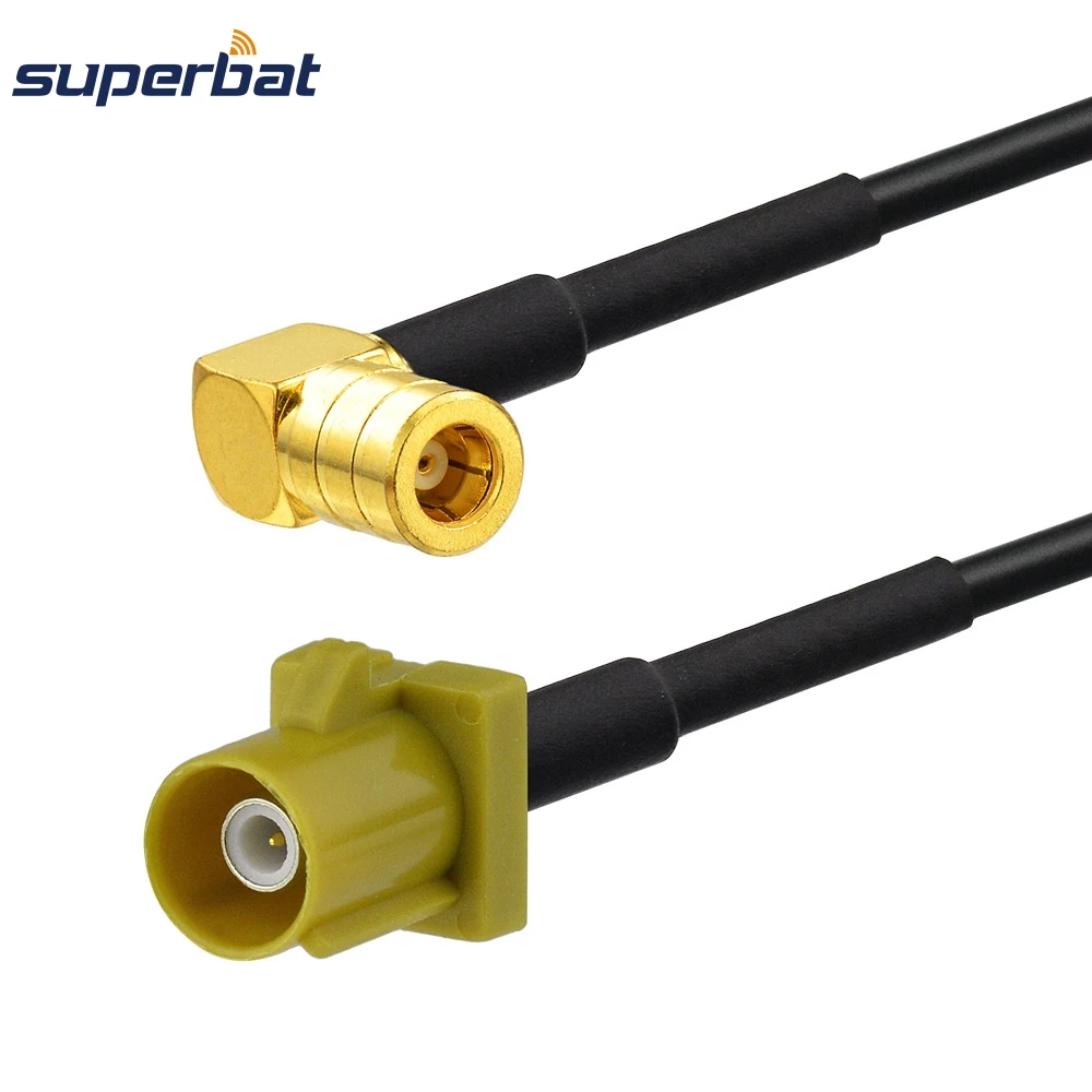 Supebat-conector Fakra K de ángulo recto a SMB, conector macho con Cable de extensión de antena GPS Glonass, RG174, 50cm