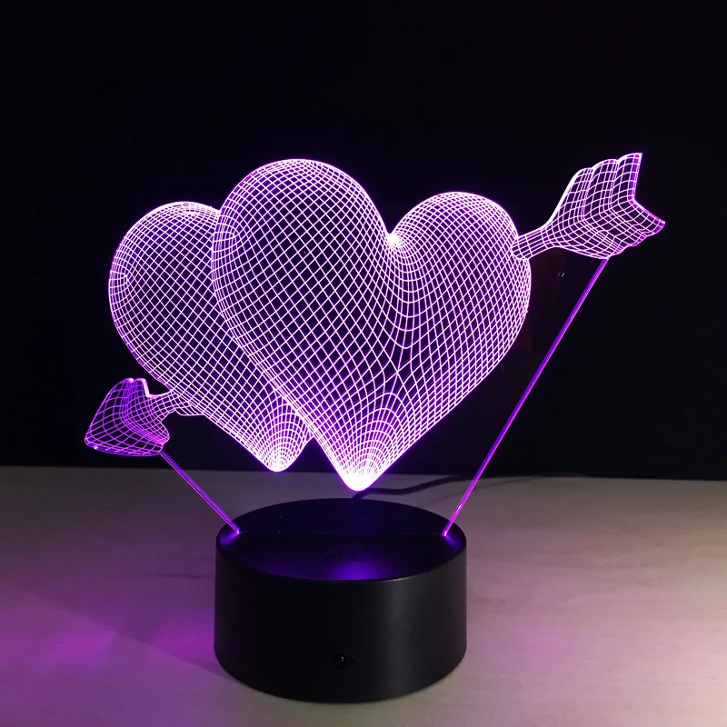 Lovers' love Cupid arrow 3d visual led night light 7 color Action figure Room decoration 7 color Acrylic Lovers gifts B03