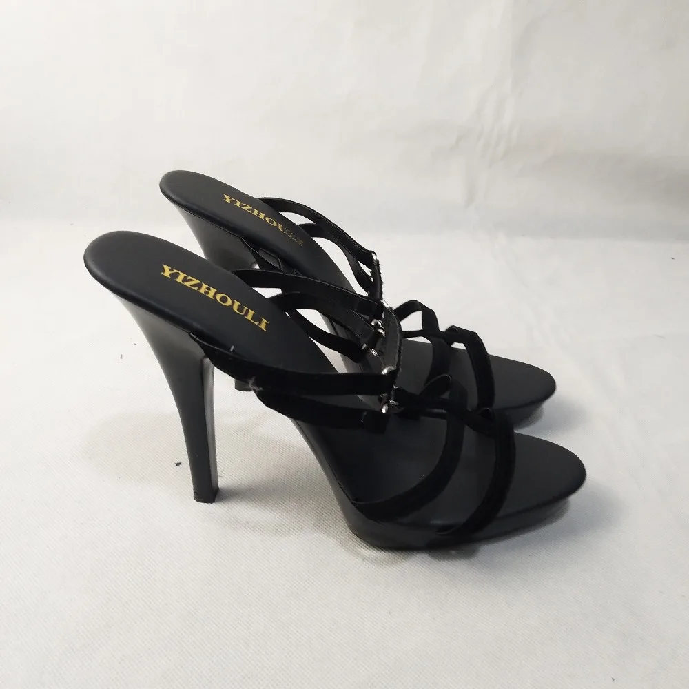 Sexy high-heeled cool slipper club fashion runway model 13 cm heel height favorite women's shoes