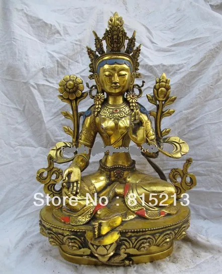 

Bi00394 19 ''чистая бронза позолота Буддизм Будда Кван-Инь Bodhisattva белая Статуэтка тары