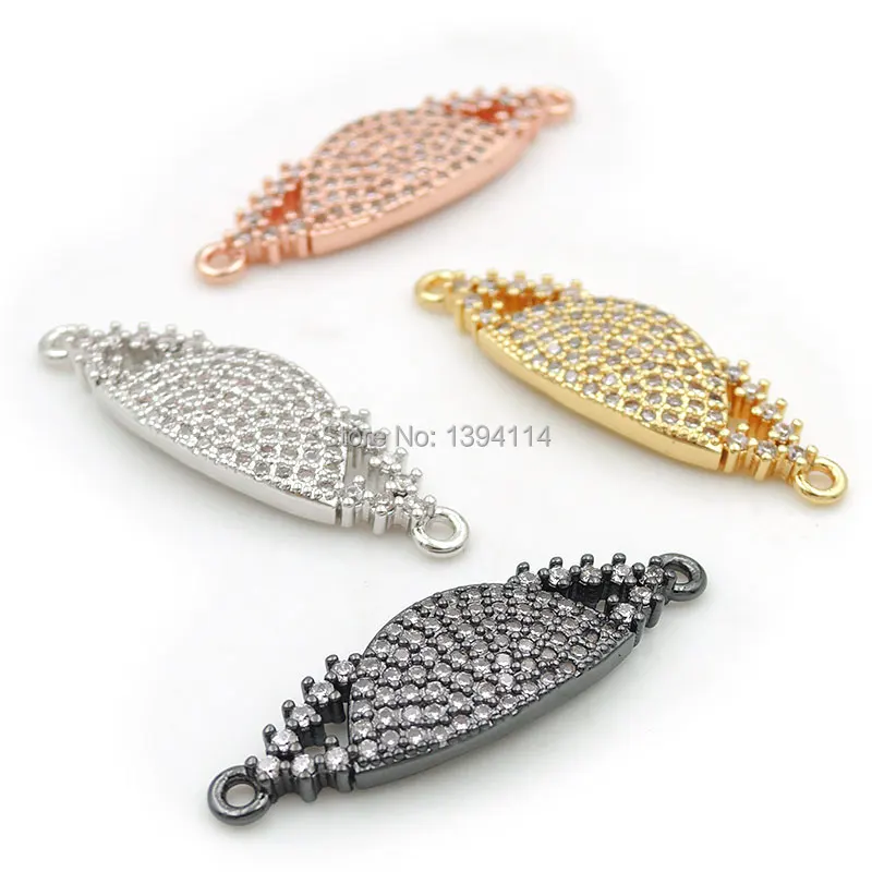 

28*8*2mm Micro Pave Clear CZ Eye Arc Connector Fit For Women As DIY Bracelets Accessory