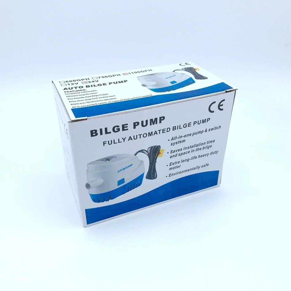 Bomba de agua sumergible para barco marino, bomba de sentina automática con interruptor de plegado automático, eléctrica, CC de 12V, 24V, 750GPH