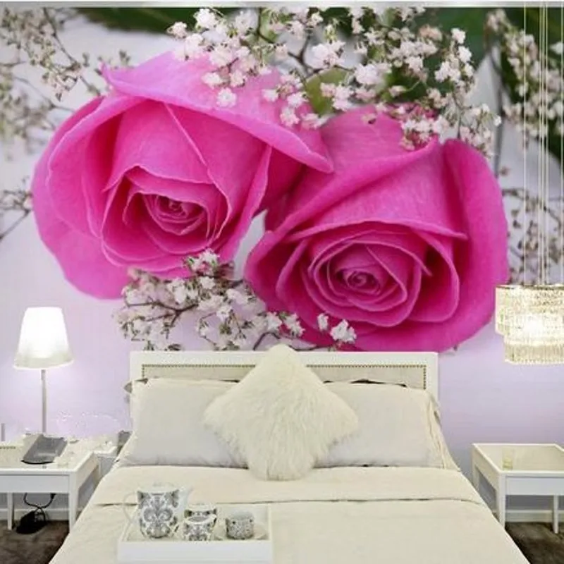 beibehang custom 3d stereo wallpaper mural backdrop wall paper bedroom bedside personalized red roses papel de parede wallpaper