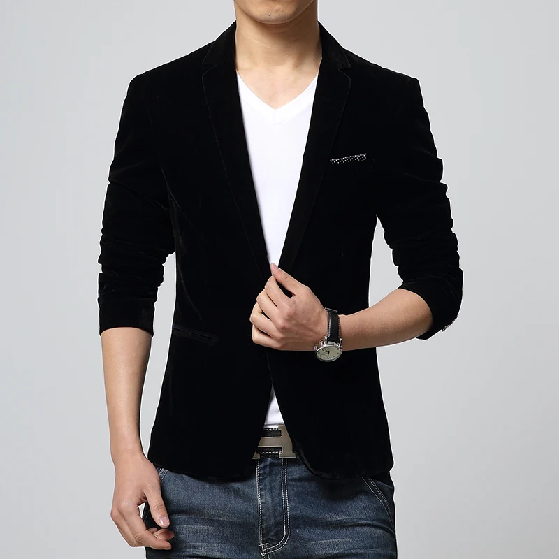 Giacca da uomo slim fit in velluto giacca da uomo 2021 primavera e autunno blu navy blu tacca bavero cappotto casual spedizione gratuita
