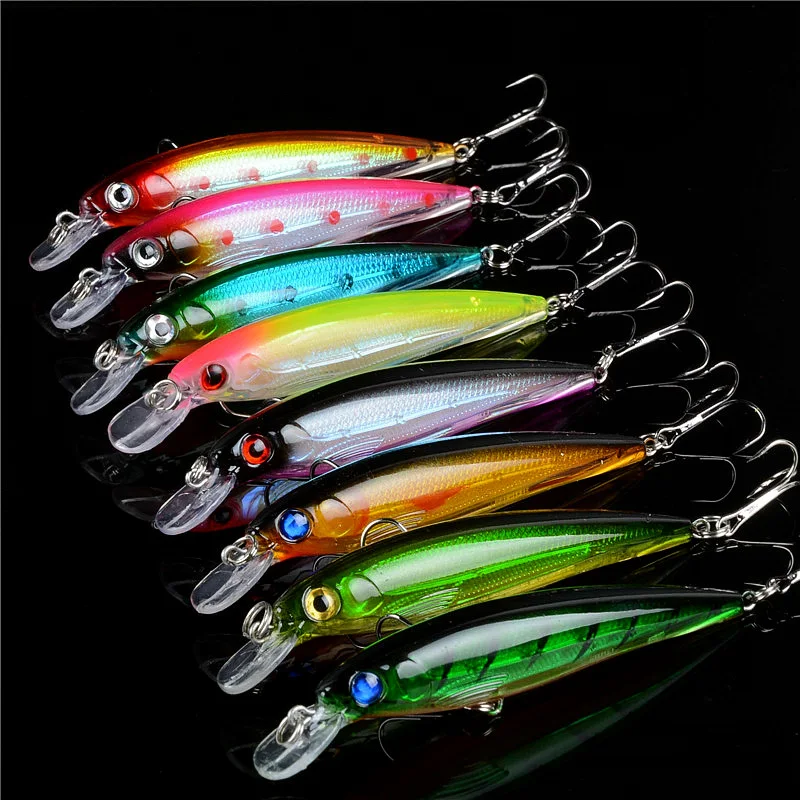 Hot 34pcs/Lot High Quality Fishing Lure Mixed 4 Models  34 Color Minnow Lure Fishing Tackle Crank Lures Mix Fishing Bait