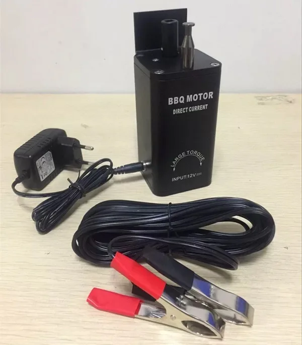 Barbecue Motor with Fish Clips and Adapter, DC Battery Motor, BBQ Grill Motor, Factory Direct, 12 New