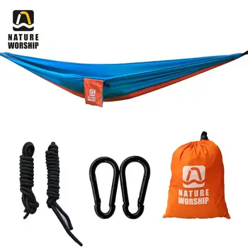 Nature Worship Lightweight Camping 2 Person Hammock Portable Nylon Hammock for Backpacking Camping Travel Beach Yard Hammock