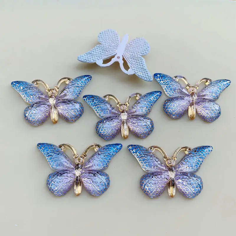 10pcs 23*38mm Resin imitation butterfly shape Rhinestones flat back cabochon beads for Decoration Party Supplies -B275