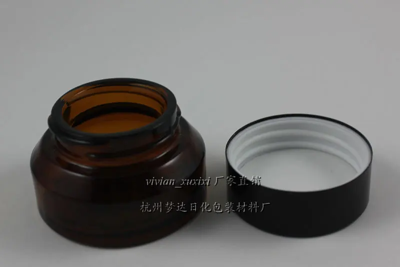 15g brown/amber glass cream jar with black aluminum lid, 15g cosmetic jar,packing for sample/eye cream,15g mini glass bottle