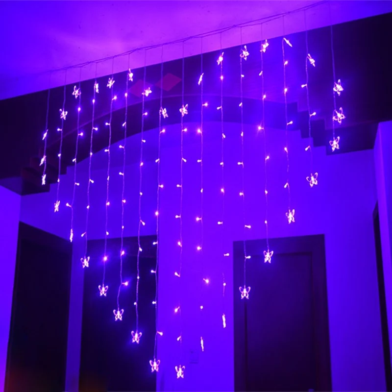 2m Led Curtain String Light Garland Romantic Fairy Light Garden Party Lights Outdoor Deco Wedding Christmas Decoration for Home