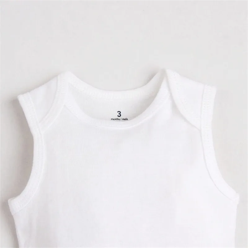 3Pcs/Lot 2022 New Fashion Baby Gilr Boy Clothes Summer Sleeveless Newborn Baby Clothing 100% Cotton White Color Baby Bodysuits