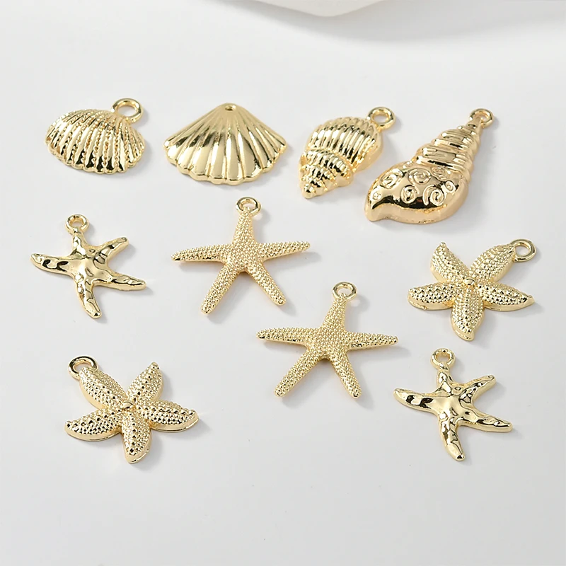 

New arrived 40pcs/lot ocean style cartoon Starfish scallop conch shape alloy floating locket charms diy jewelry earrring pendant