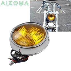 Yellow Cafe Racer Headlight 4.5 inch Motorcycle Universal Headlamp Head Lights Chrome for Harley Honda Yamaha SX650 CB250 XJ1500