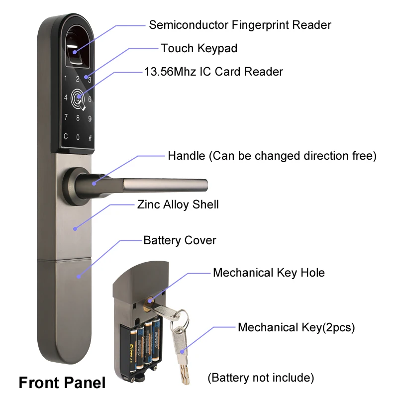 RAYKUBE Electronic Door Lock With Fingerprint / Smart Card / Bluetooth Unlock Wifi TT lock Phone APP Keyless Mortise Lock R-F918