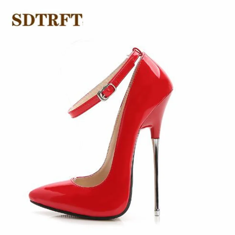 

SDTRFT Plus:35-46 spring autumn New fashion zapatos mujer 16cm Metal thin high heels wedding shoes woman Buckle Cosplay pump