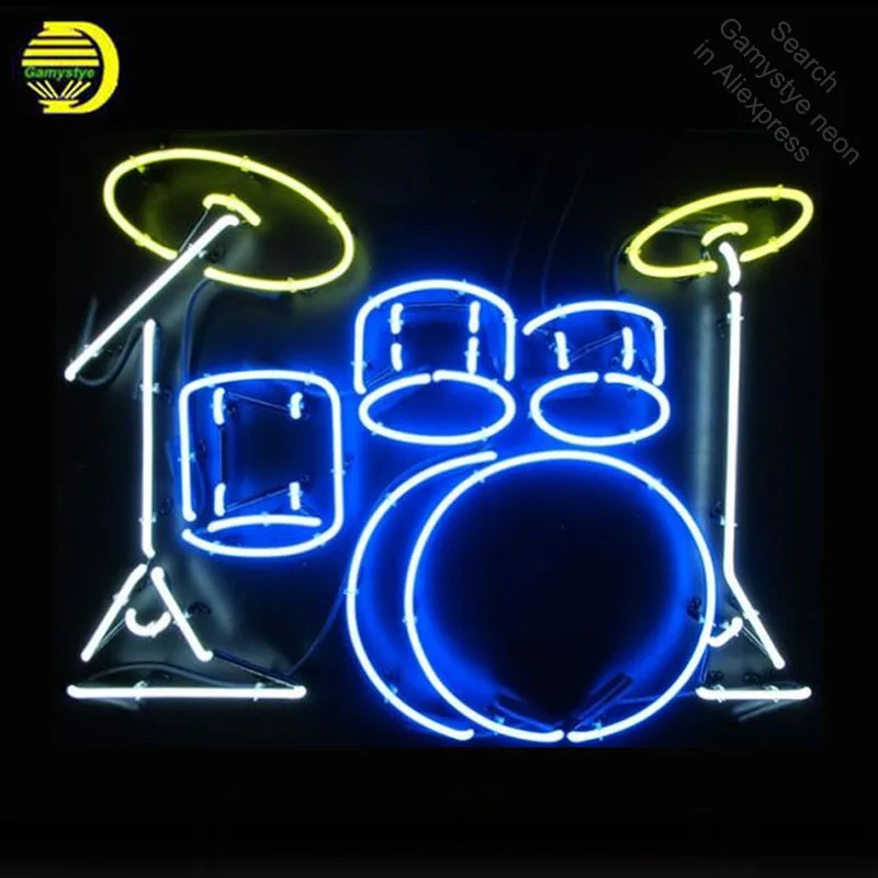 Drum Music Instrument Neon Sign neon bulb Sign Glass Tube neon light Display Recreation Beer Iconic vintage Sign Advertise Lamps