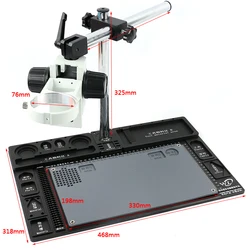 Multifunction Aluminum Workbench Big Size Stereo Microscope Base Stand 76mm Focus Holder Table Working Tripod For Phone Repair