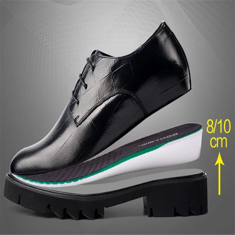 Mới nhất nam 100% Da Thật Chính Hãng Da Đầm Oxfords Tăng Chiều Cao Nâng Cao Giày Phát Triển Chiều Cao 8 CM/10 CM cho nam Tiệc Cưới