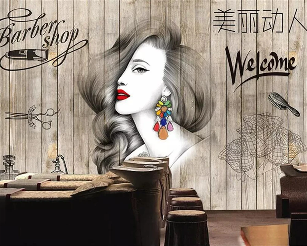 

Custom wallpaper photos fashion hair salon hairdresser beauty salon barber shop background wall decoration 3d wallpaper murals