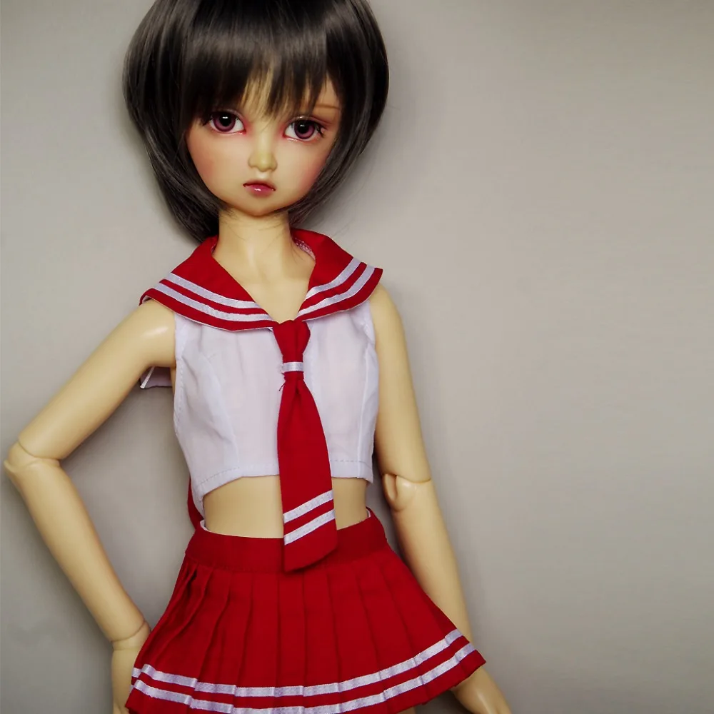 

[wamami] 251# Red/Dark Blue School Uniform/Suit For 1/4 MSD 1/3 SD AOD BJD Doll Dollfie