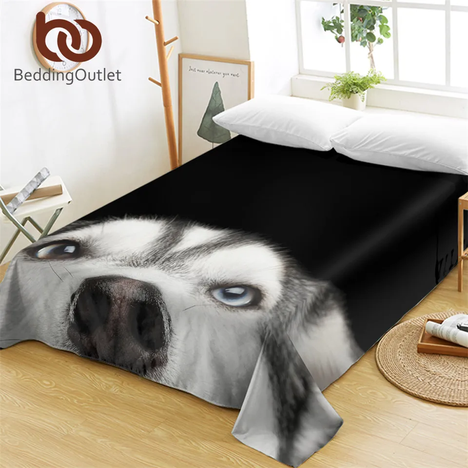 BeddingOutlet Dogs Bed Sheets One Piece Husky Pug Rottweiler Doberman Flat Sheet 3D Print Kids Bedding Animal Bedspreads sabanas