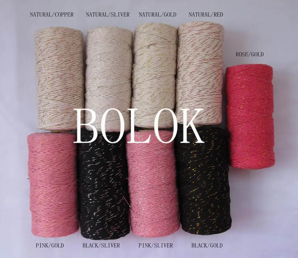 3 pieces add all kinds  metallic Cotton Baker twine for gift packing (11 kinds color),gold twine,sliver twine,copper twine