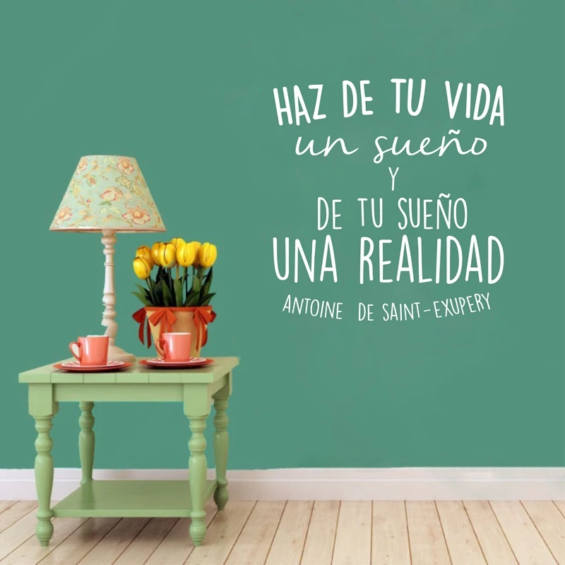 Spanish Inspirational positive Quotes Vinyl Wall Sticker Life Dreams Art Decals For Spanish Home Decoration